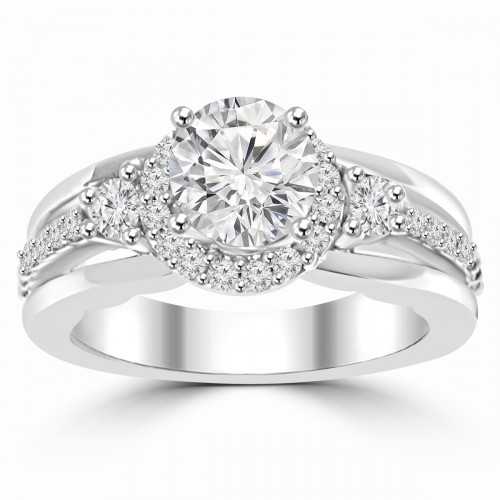 1.20 ct Ladies Round Cut Diamond Semi Mounting Engagement Ring in 14 kt White Gold